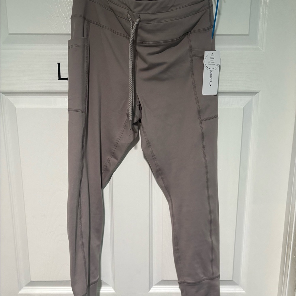Yogalicious Gray Ankle Pants with Tapered Fit and Adjustable Drawstring